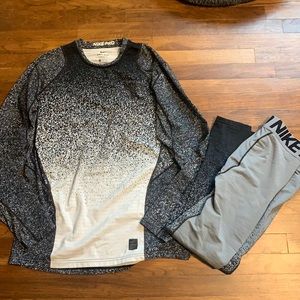 Nike Pro fitted Dri Fit long sleeve and compression pants